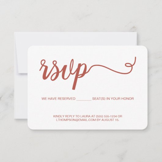 Oranje Script RSVP zonder gereserveerde stoel te m (Voorkant)