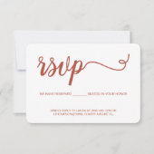 Oranje Script RSVP zonder gereserveerde stoel te m Kaartje (Voorkant)