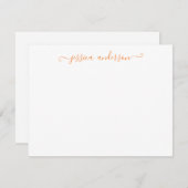 Oranje script voor Bright Modern Elegant Autumn He Notitiekaartje (Voorkant / Achterkant)