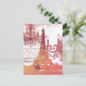 oranje scriptkroonkroes parijs eiffeltoren briefkaart (Staand voorkant)