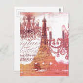 oranje scriptkroonkroes parijs eiffeltoren briefkaart (Voorkant / Achterkant)