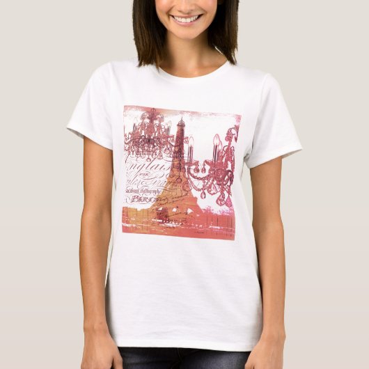 oranje scriptkroonkroes parijs eiffeltoren t-shirt (Voorkant)