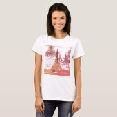oranje scriptkroonkroes parijs eiffeltoren t-shirt (Voorkant volledig)
