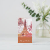 oranje scriptkroonkroes parijs eiffeltoren visitekaartje (Staand voorkant)