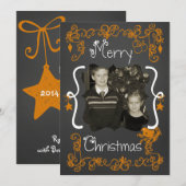 Oranje Scrolls Gepersonaliseerd Foto Vakantie Kaar Feestdagenkaart (Voorkant / Achterkant)