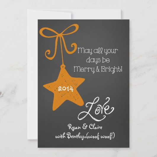 Oranje Scrolls Gepersonaliseerd Foto Vakantie Kaar Feestdagenkaart (Achterkant)