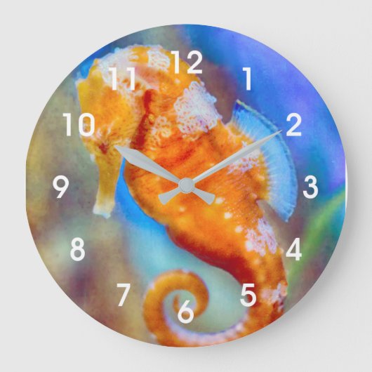 Oranje Seahorse delight Grote Klok (Voorkant)