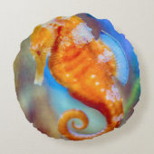 Oranje Seahorse delight Rond Kussen (Achterkant)