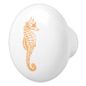 Oranje Seahorse Keramische Knop (Rechts)