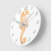 Oranje Seahorse Ronde Klok (Hoek)