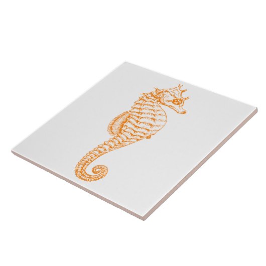 Oranje Seahorse Tegeltje (Zijkant)