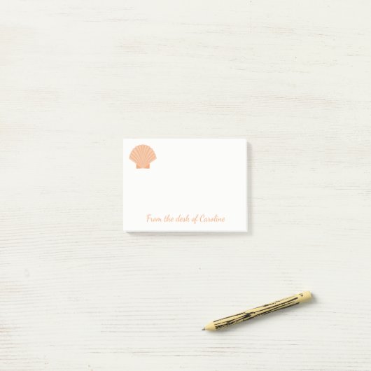 Oranje Seashell Nautical Beach - Liefde Post-it® Notes (Op bureau)
