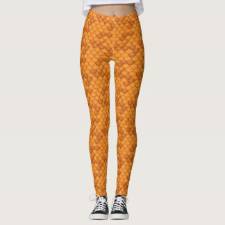 Oranje Seashell Zeemeermin Schaal Leggings Ariel S