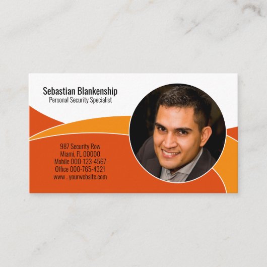 Oranje Security Professional Custom Photo QR Code Visitekaartje (Voorkant)