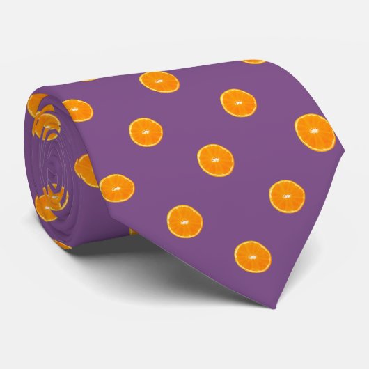 Oranje segment op Paarse achtergrond Stropdas (Opgerold)