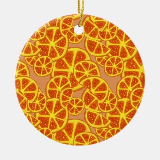 Oranje Segmenten Patroon Keramisch Ornament (Voorkant)
