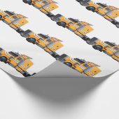 Oranje semitractoraanhangwagen cadeaupapier (Hoek)
