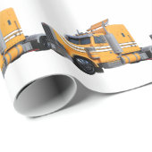 Oranje semitractoraanhangwagen cadeaupapier (Rol Hoek)