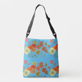 Oranje Shabby floral Poppy Crossbody Bag Blue Tas (Achterkant)