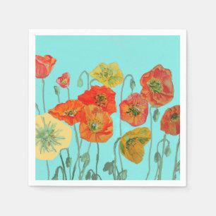 Oranje Shabby Klaproos Decor Servetjes Aqua. Servet