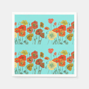 Oranje Shabby Poppy Decor Serviette Napkins Aqua. Servet