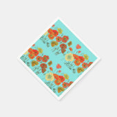 Oranje Shabby Poppy Decor Serviette Napkins Aqua. Servet (Hoek)