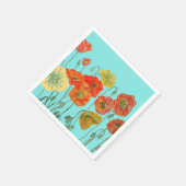 Oranje Shabby Poppy Decor Serviette Napkins Aqua. Servet (Hoek)