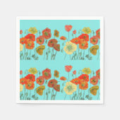 Oranje Shabby Poppy Decoratie Servetjes Aqua. Servet (Voorkant)