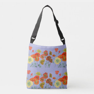 Oranje Shabby Poppy Floral Crosbody bag Lila Crossbody Tas