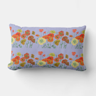 Oranje Shabby Poppy Floral Pastel Paars Lila Cus Kussen