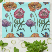 Oranje Shabby Poppy Waterverf Tea Towel Aqua Theedoek (Gevouwen)