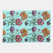 Oranje Shabby Poppy Waterverf Tea Towel Aqua Theedoek (Horizontaal)
