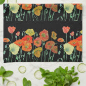 Oranje Shabby Poppy Waterverf Tea Towel Black Theedoek (Gevouwen)