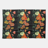 Oranje Shabby Poppy Waterverf Tea Towel Black Theedoek (Horizontaal)