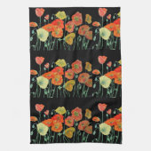 Oranje Shabby Poppy Waterverf Tea Towel Black Theedoek (Verticaal)