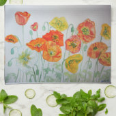 Oranje Shabby Poppy Waterverf Tea Towel Theedoek (Gevouwen)