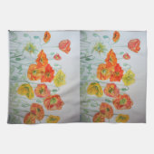 Oranje Shabby Poppy Waterverf Tea Towel Theedoek (Horizontaal)