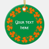 Oranje Shamrockand-rand Tekst toevoegen Keramisch Ornament (Voorkant)