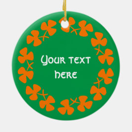 Oranje Shamrockand-rand Tekst toevoegen Keramisch Ornament