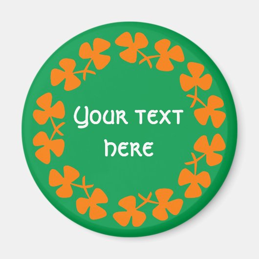 Oranje Shamrockand-rand Tekst toevoegen Magneet (Voorkant)