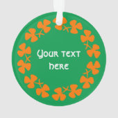 Oranje Shamrockand-rand Tekst toevoegen Ornament (achterkant)