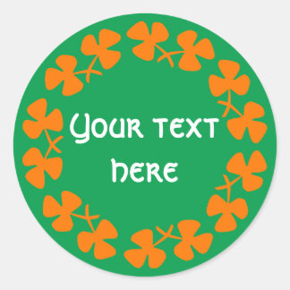 Oranje Shamrockand-rand Tekst toevoegen Ronde Sticker