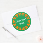 Oranje Shamrockand-rand Tekst toevoegen Ronde Sticker (Envelop)