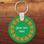 Oranje Shamrockand-rand Tekst toevoegen Sleutelhanger (Voorkant)