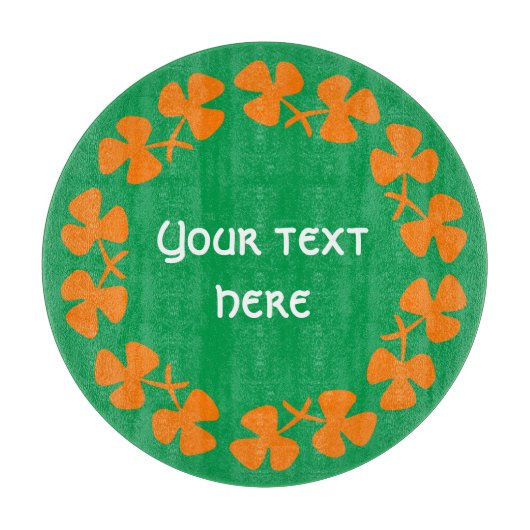 Oranje Shamrockand-rand Tekst toevoegen Snijplank (Voorkant)