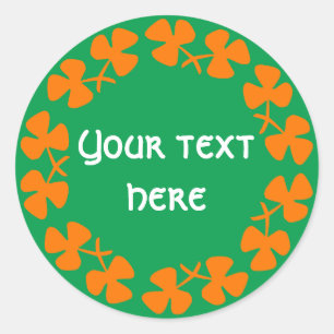 Oranje Shamrocks Border Onderzetter Drink tekst to Ronde Sticker