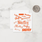 Oranje Sheffey Fonts - 9569 Notitiekaartje (Voorkant / Achterkant in situ)