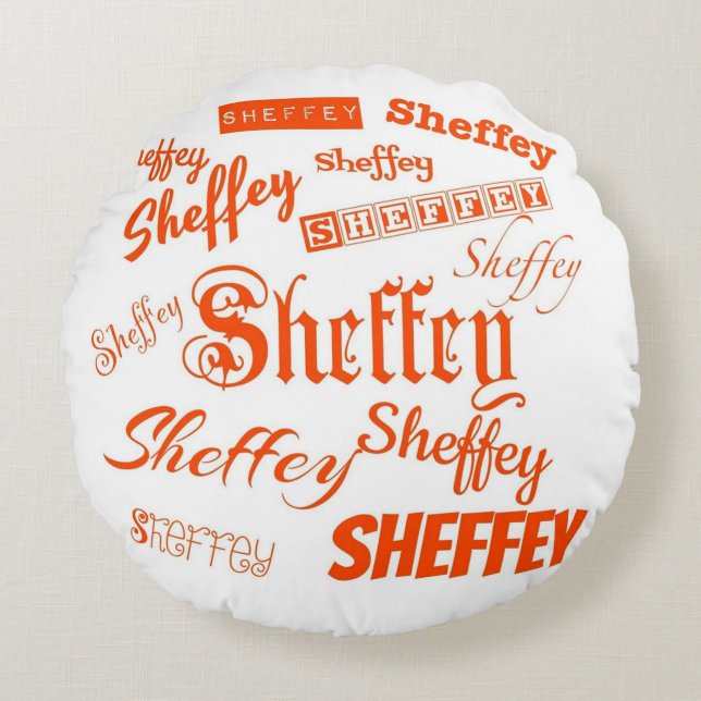 Oranje Sheffey Fonts - 9569 Rond Kussen (Voorkant)