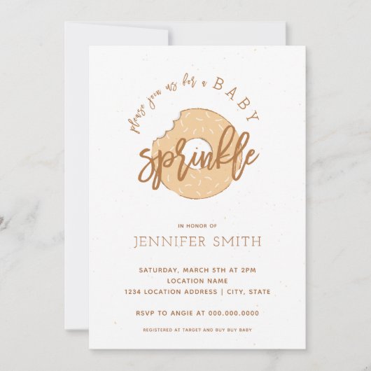 Oranje Sherbert Baby Sprinkle Uitnodiging (Voorkant)
