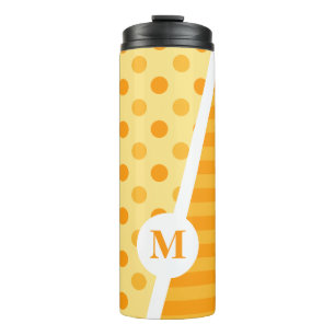 Oranje Sherbet Polka Dots and Stripes: Monogram Thermosbeker